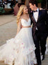 Two Piece A Line Appliques Ivory Tulle Prom Dress LBQ0412